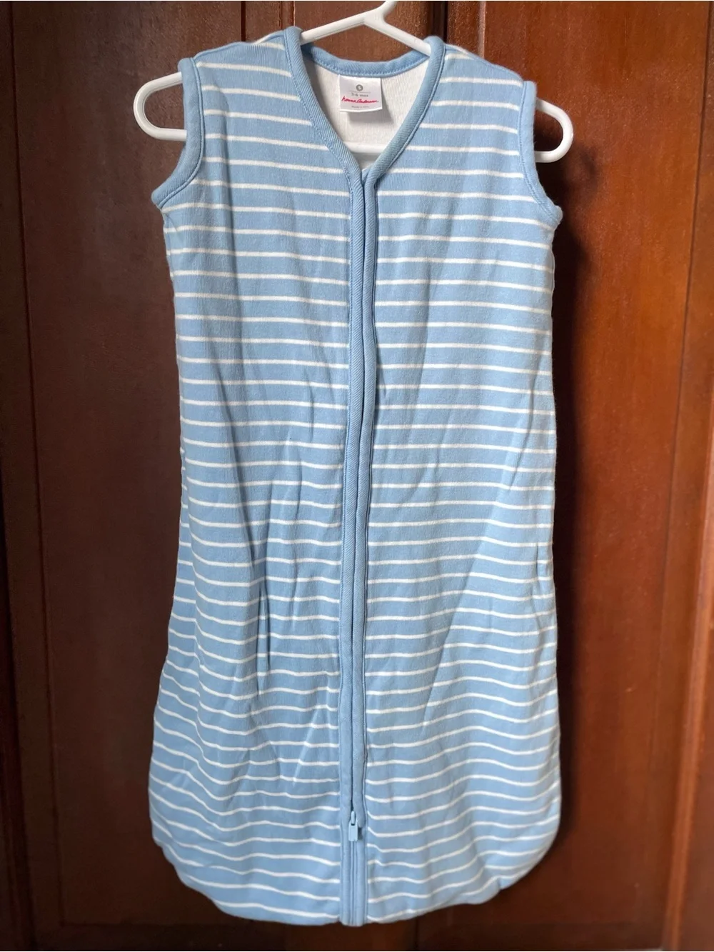Hanna Andersson baby 3-6 months blue / white striped sleepsack